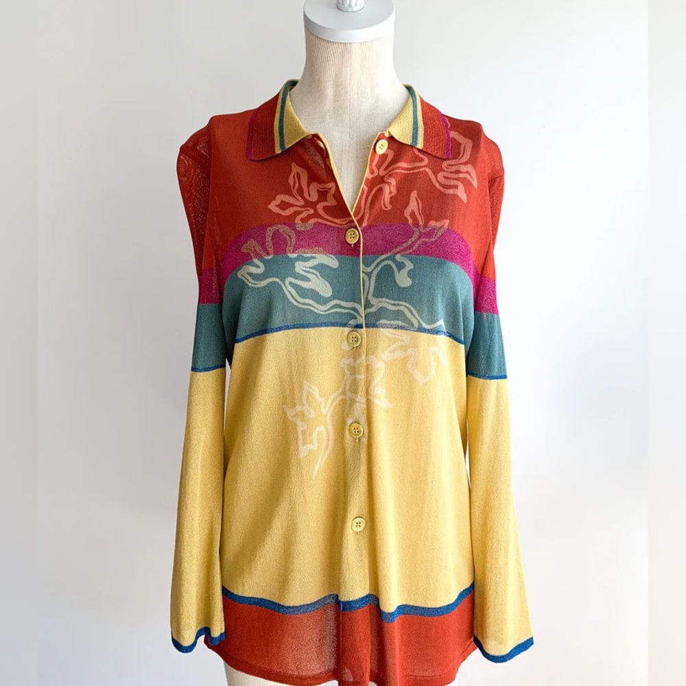CHRISTIAN LACROIX Colorblock‎ Metallic Cardigan